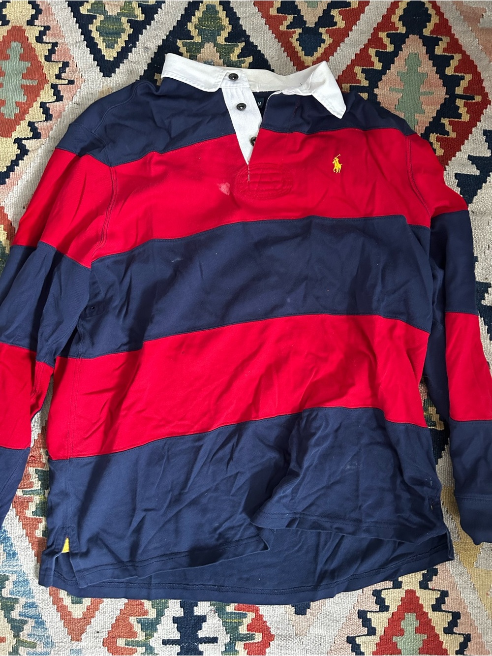 Ralph Lauren Long-Sleeve Rugby Shirt - Red & Navy